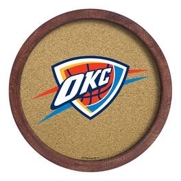 The Fan-Brand - Oklahoma City Thunder 20.25'' Round Faux Barrel Framed Cork Board - Multicolor