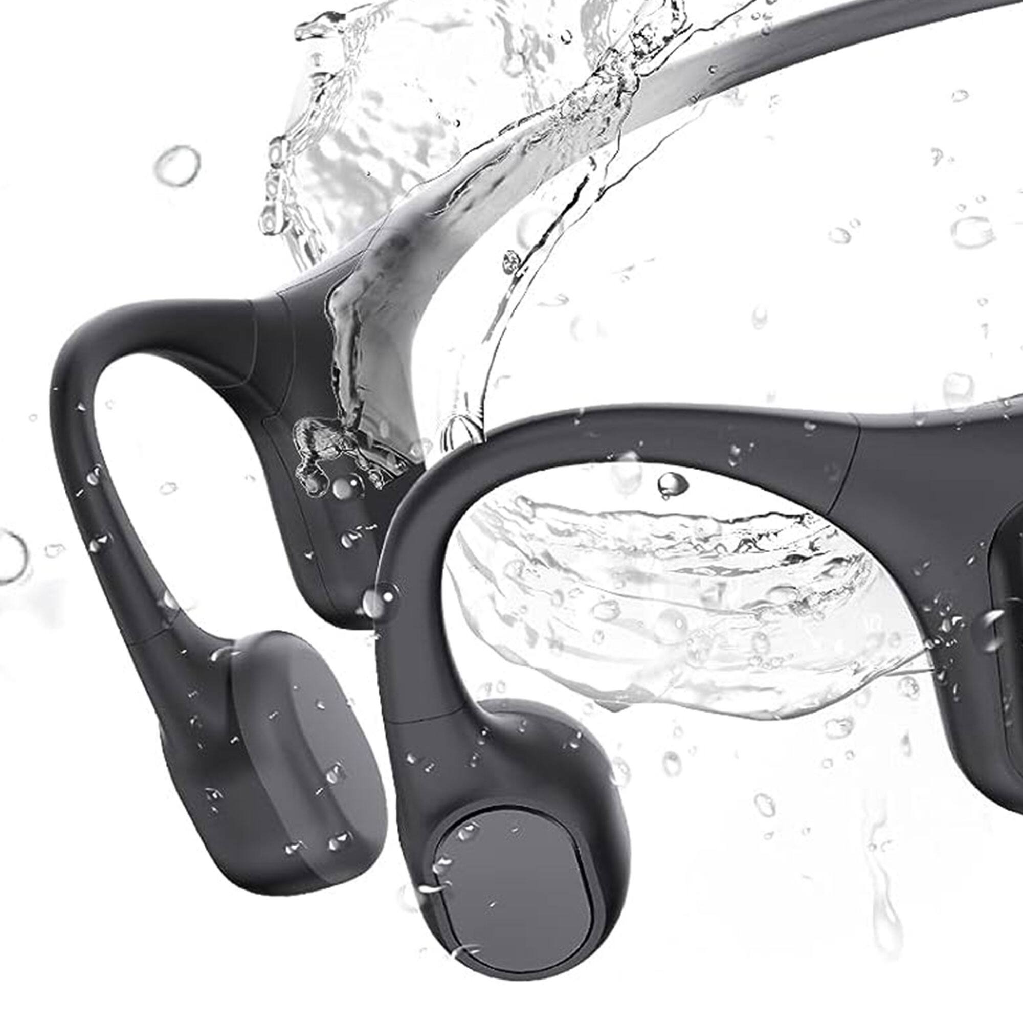 Alt View 7. Mojawa - Run Plus Bluetooth Bone-Conduction Open-Ear Headphones, Microphone, Waterproof for Outdoor Sports - Black.