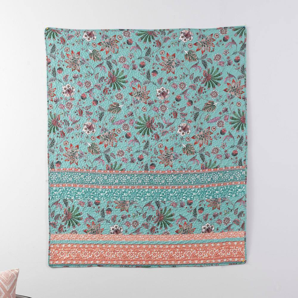 Alt View 3. Barefoot Bungalow - Barefoot Bungalow Audrey Accessory Throw - Turquoise 50x60 - Turquoise.
