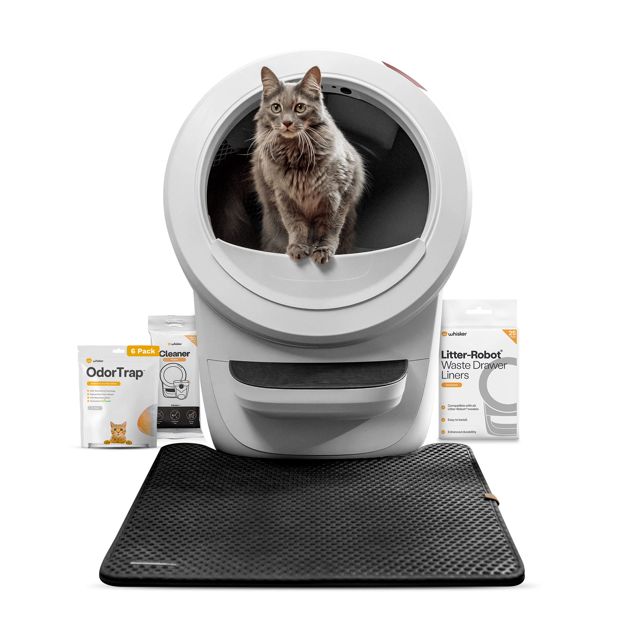 Whisker - Litter-Robot® 4 Smart App-Controlled Self-Cleaning Litter Box Core Accessories Bundle - White