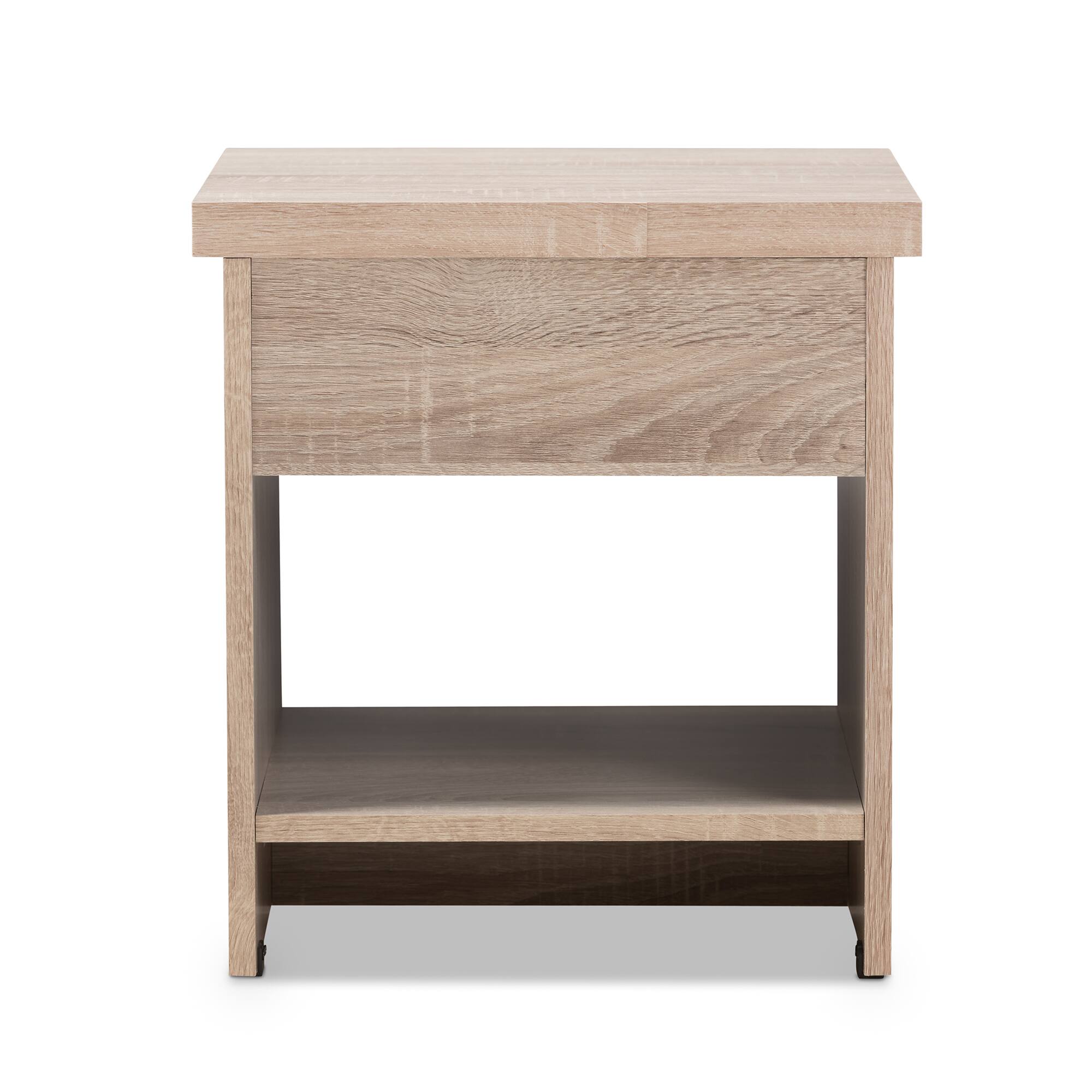 Alt View 1. Baxton Studio - Jamie Modern and Contemporary Two-Tone Wood 1-Drawer 1-Shelf Nightstand - Light Brown/Gray.