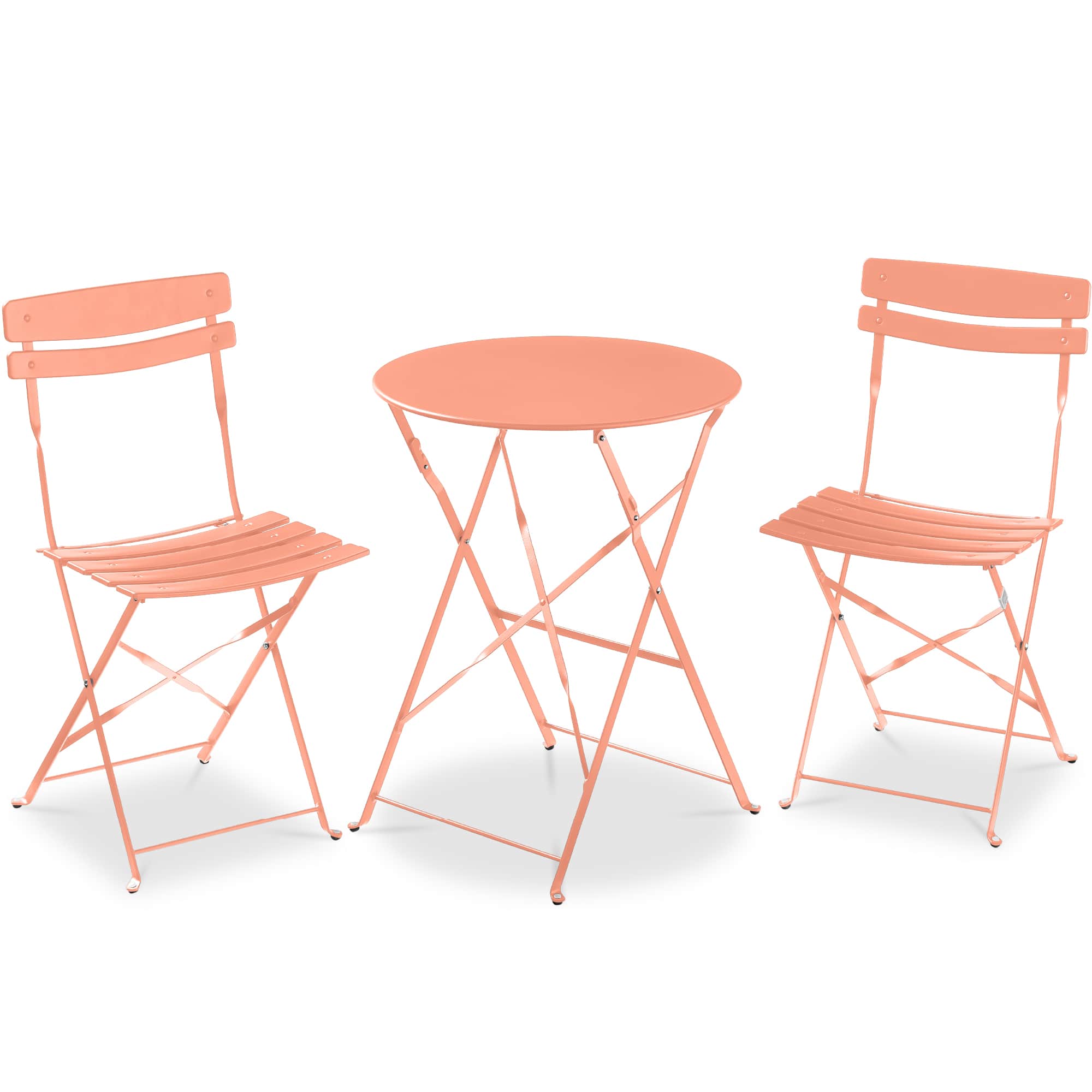 Front. Best Choice Products - Best Choice Products 3-Piece Small Bistro Set, Folding Patio Furniture Set of 2 Chairs and Table - Coral - Coral.
