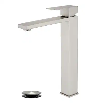 Front. Boyel Living - Brushed Faucet SUS304 Aerator Spout cUPC Cartridge 60cm Supply Line Pop Up Drain - Brushed Nickel.