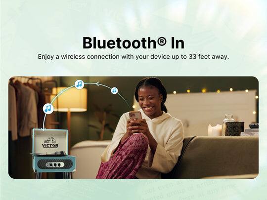 Bluetooth® In

Enjoy a wireless connection with your device up to 33 feet away.