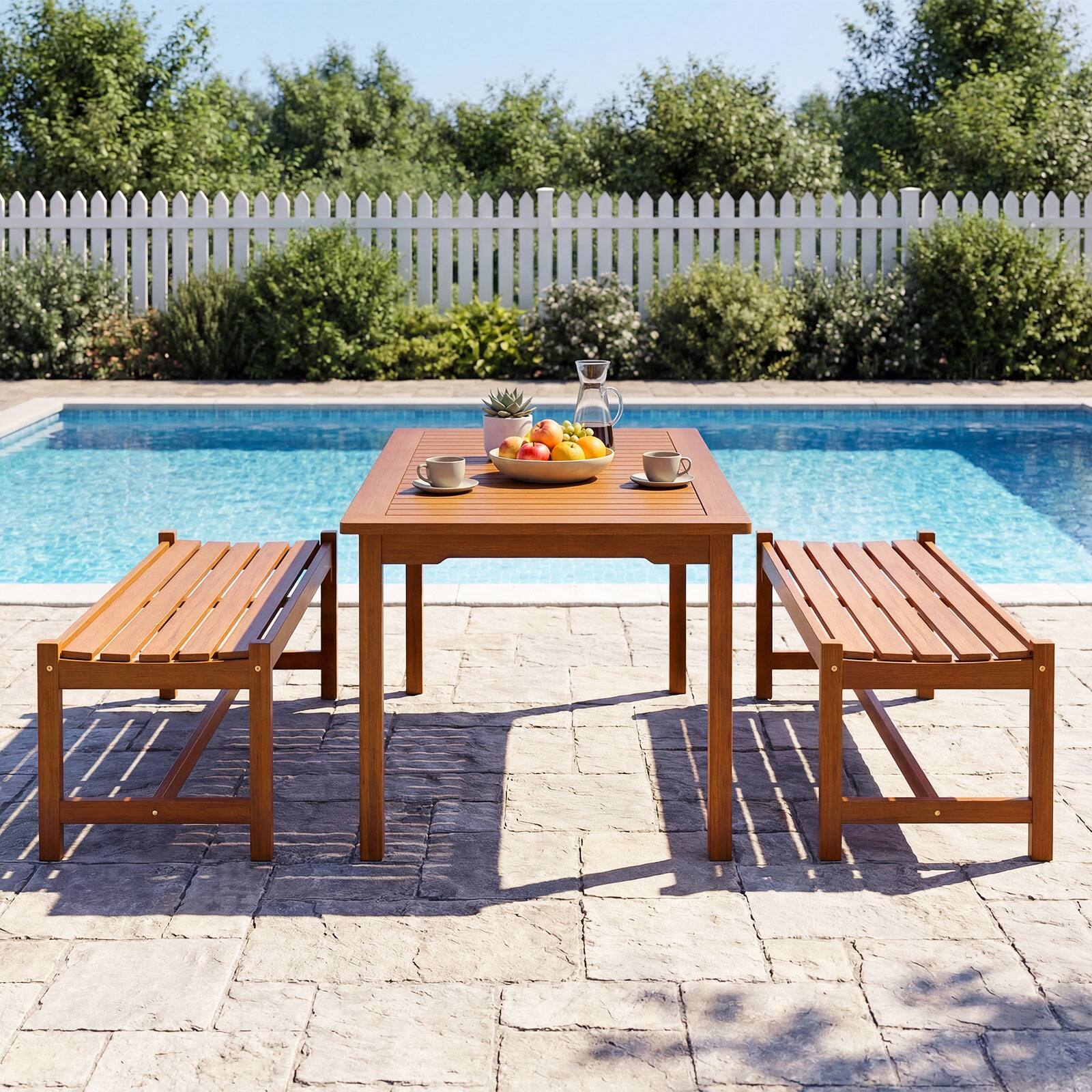 Alt View 8. Gymax - Gymax 44'' Patio Wood Bench Solid Hardwood Dining Bench w/Teak Oil Finish Curved Seat - Brown.