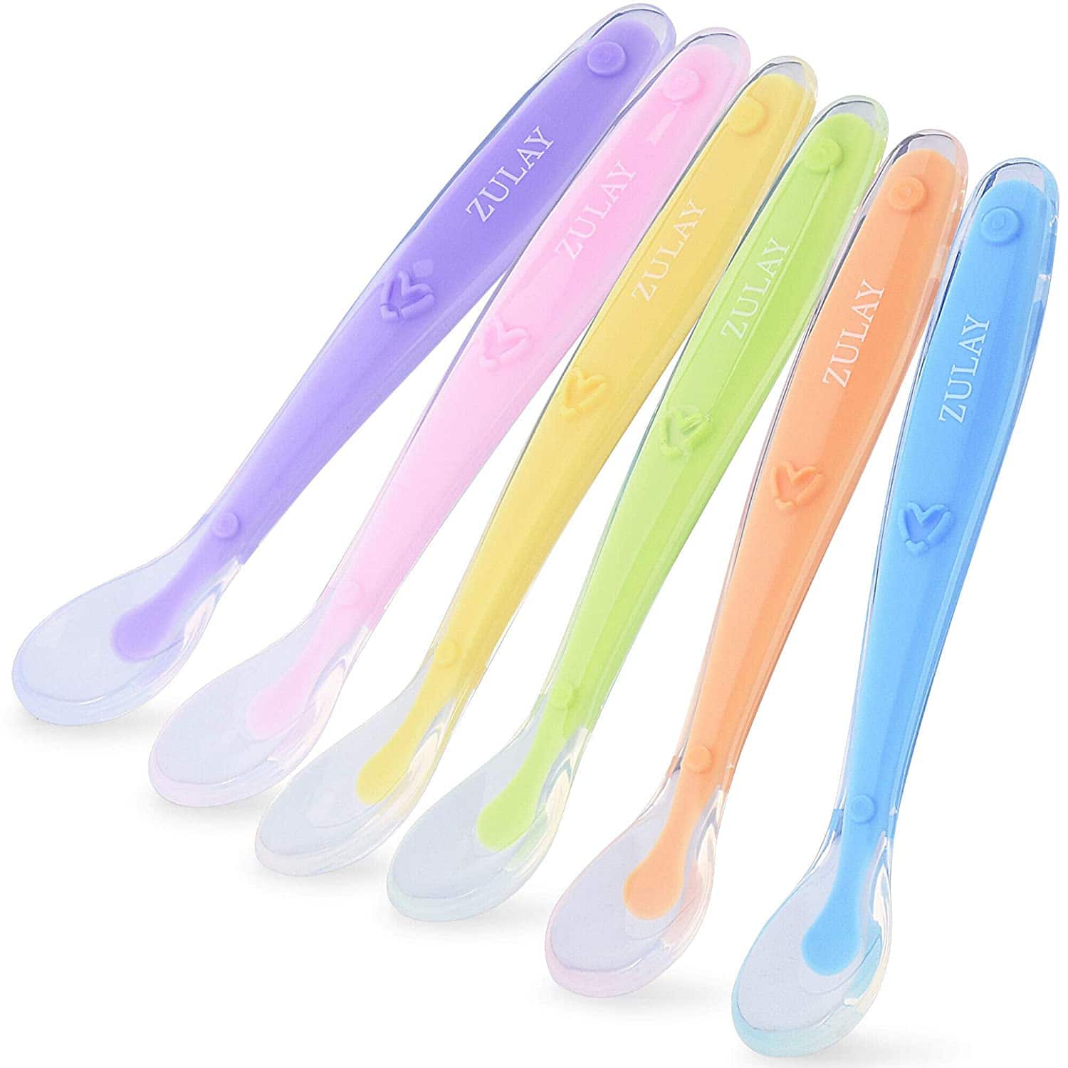Zulay Kitchen - 6 Pack Silicone Baby Spoon - First Stage Baby Feeding Spoon - Multicolor