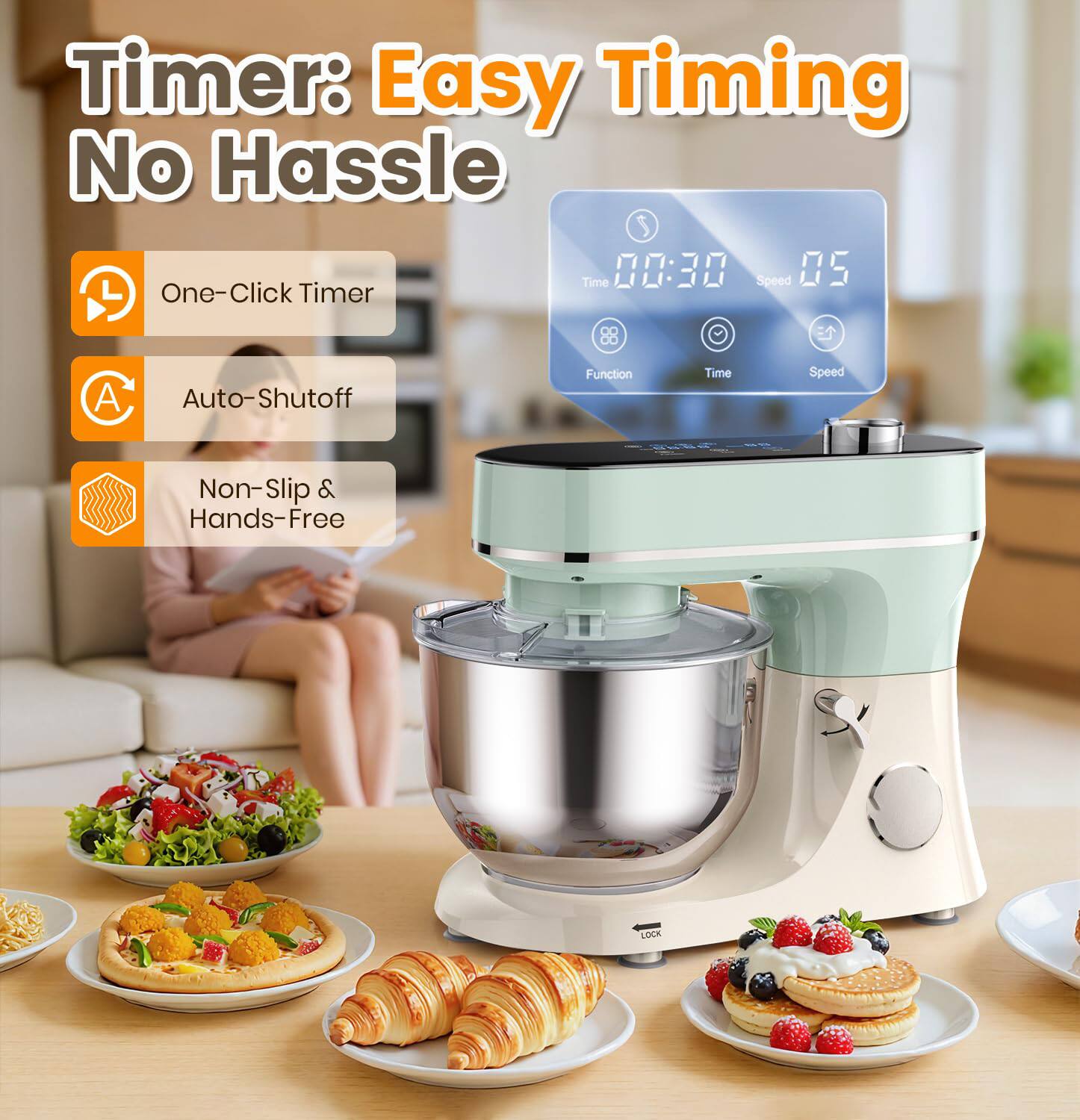 Timer: Easy Timing No Hassle

- One-Click Timer
- Auto-Shutoff
- Non-Slip & Hands-Free