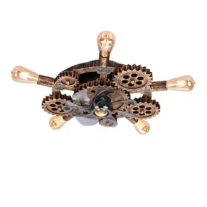 Front. GOODSILO - 19.6" Farmhouse Caged Ceiling Fan with Light & Remote, 7 Blades, Industrial Retro (Bulbs Not Included) - Bronze.