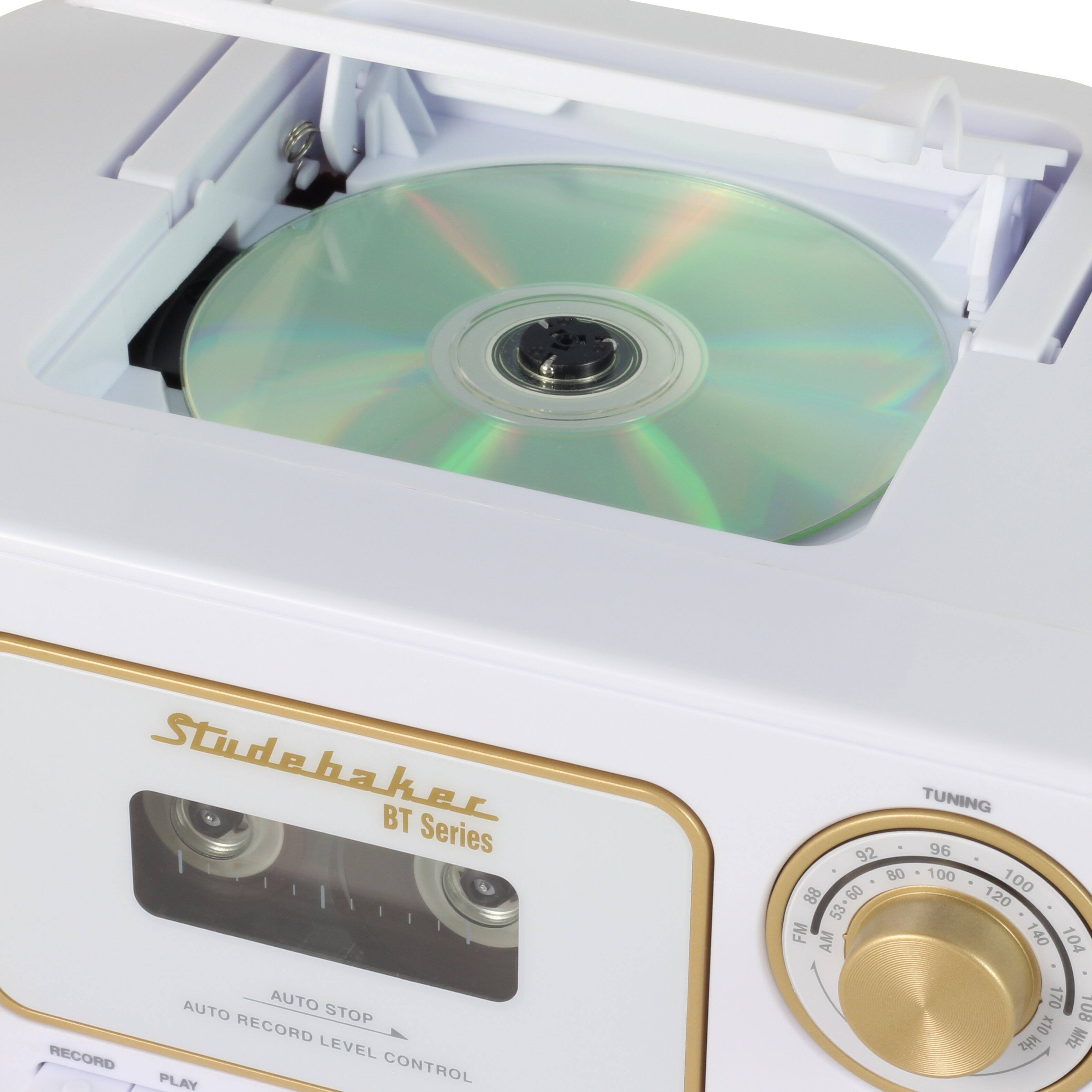 Back. Studebaker - BT Series Portable Bluetooth CD Player with AM/FM Stereo - White.