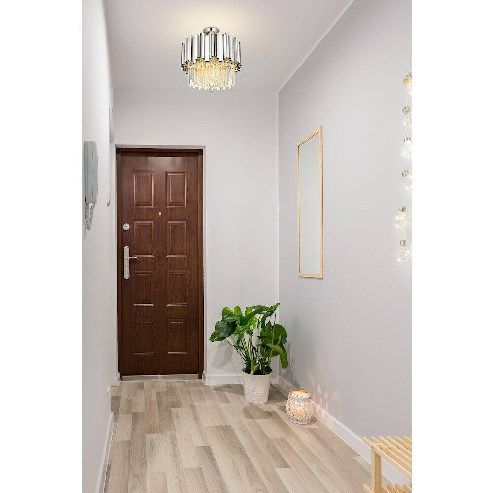 Alt View 4. Elegant Lighting - Willow 16 Inch Flush Mount Ceiling Light In Chrome - Chrome And Clear.
