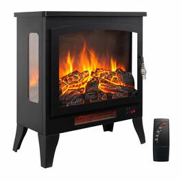 RYHNUYNE - 21" Three-Sided Freestanding Electric Fireplace Stove with 3D Flame Effect & Remote Control for Living Room - Antique Black