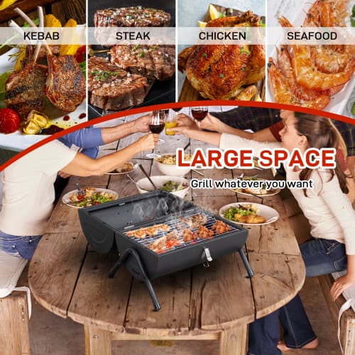 Winado 1PC Portable Tabletop Barbecue Grill with Thermometer