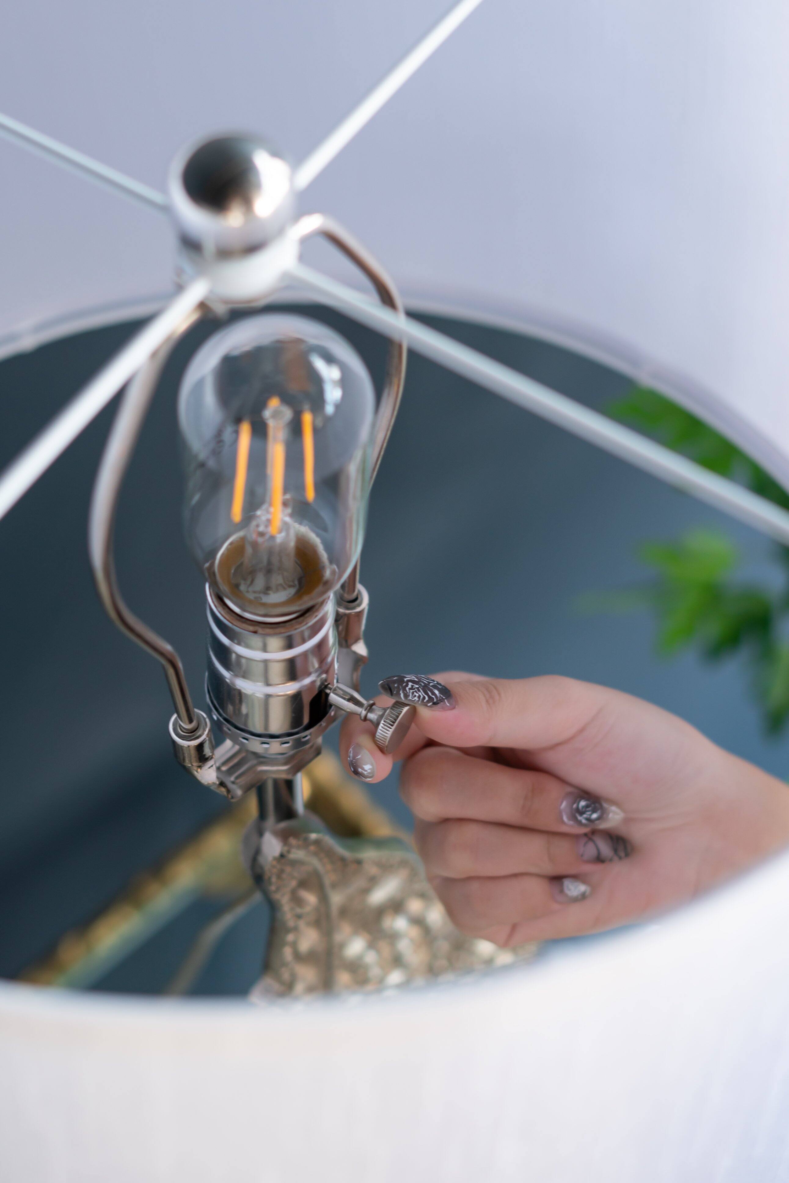 Alt View 1. Dexmalle - Dexmalle-Silver Leaf Desk Lamp with Drum Shade and Marble Base-White.