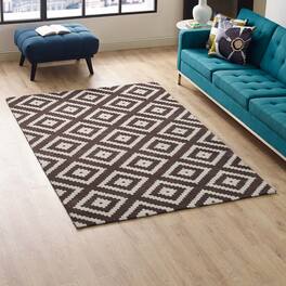 Modway - Alika Abstract Diamond Trellis Area Rug - Ivory and Brown