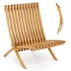 Front. Gymax - Gymax Folding Patio Chair Teak Wood Outdoor Lounge Chair w/ Slatted Seat & Backrest - Natural.