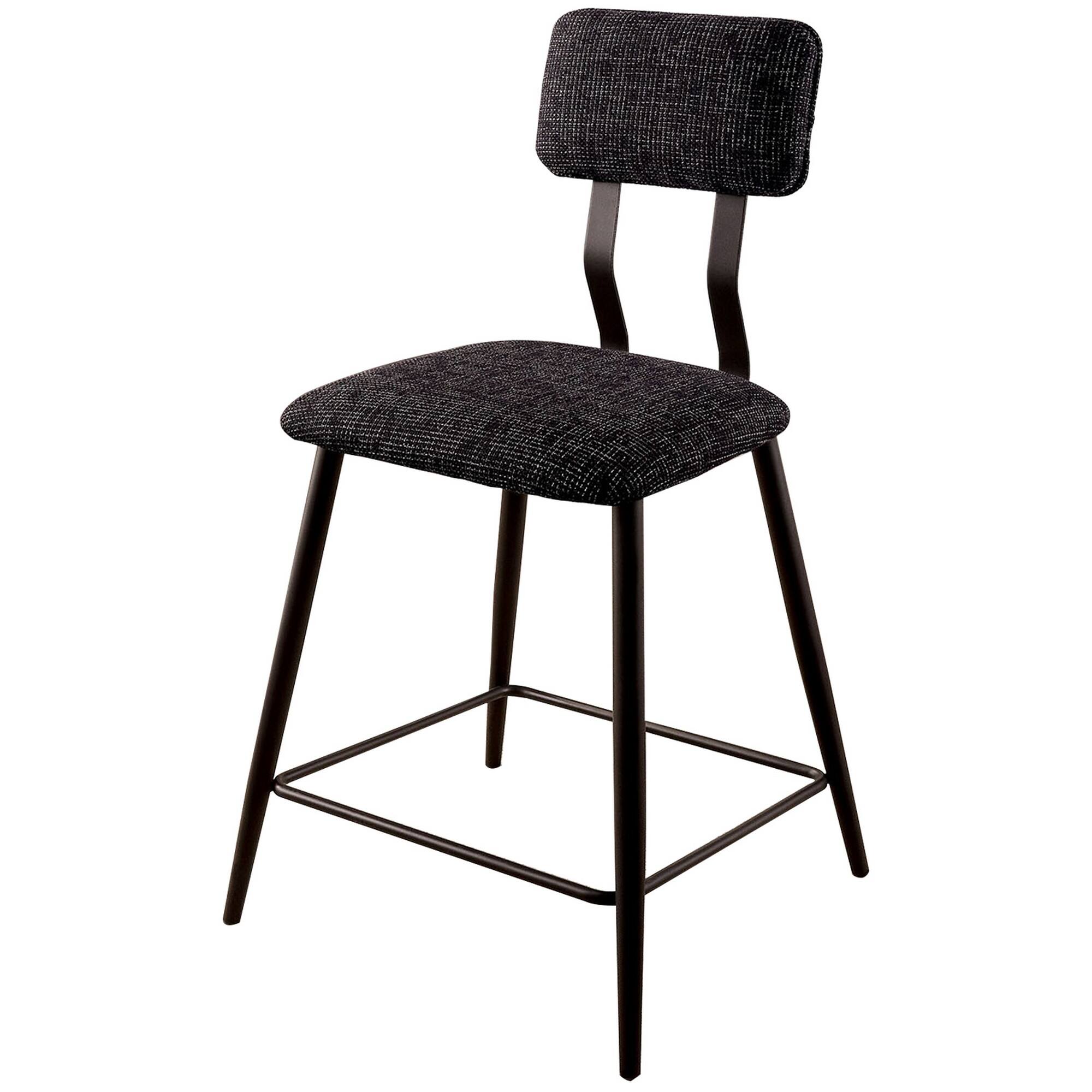 Alt View 1. Manhattan Lane - Fabric Counter Height Chairs with Angled Metal Legs, Set of 2 - Black.