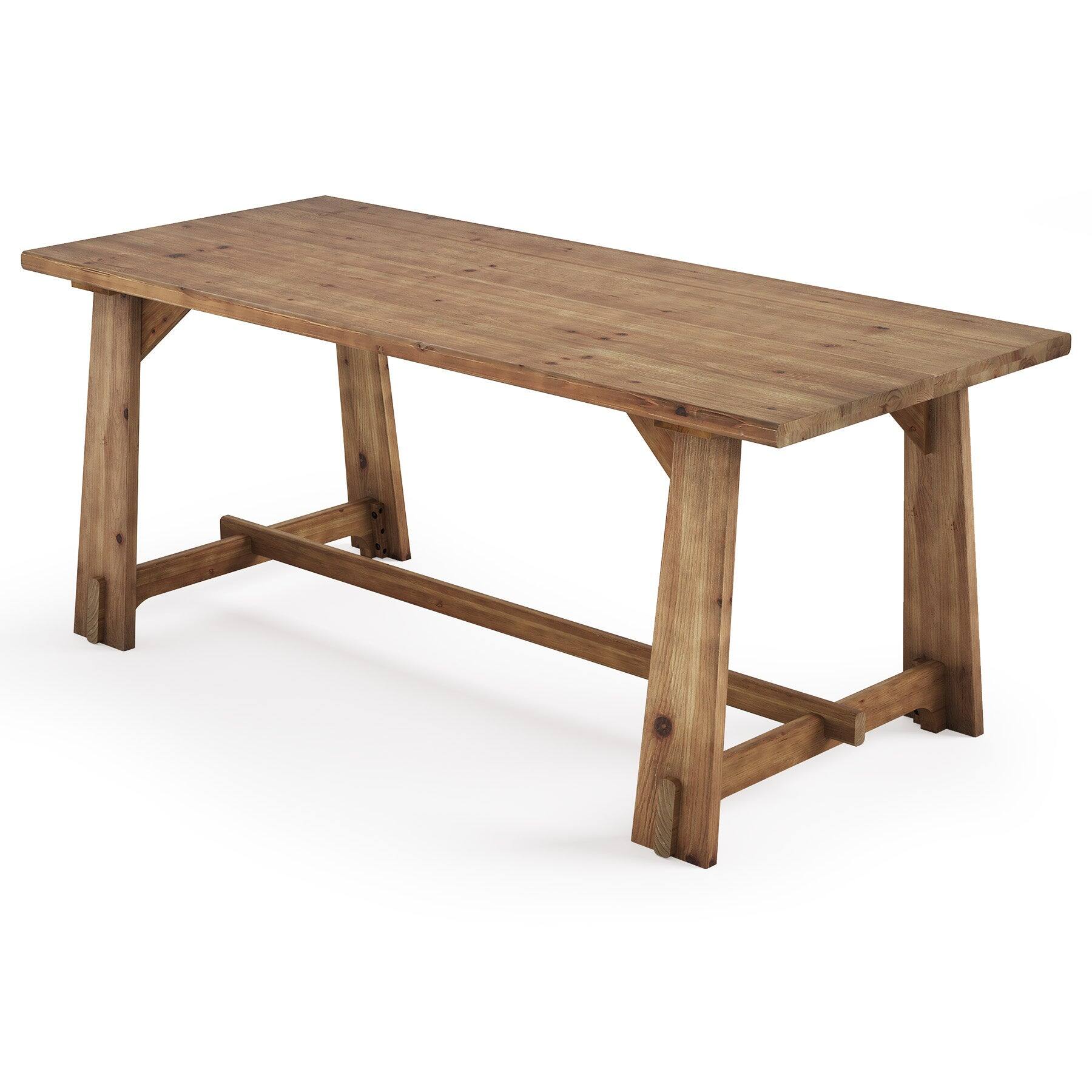 Alt View 5. Tribesigns - Farmhouse Solid Wood Dining Table with Rectangular Top for Dining Room and Kitchen - Brown.