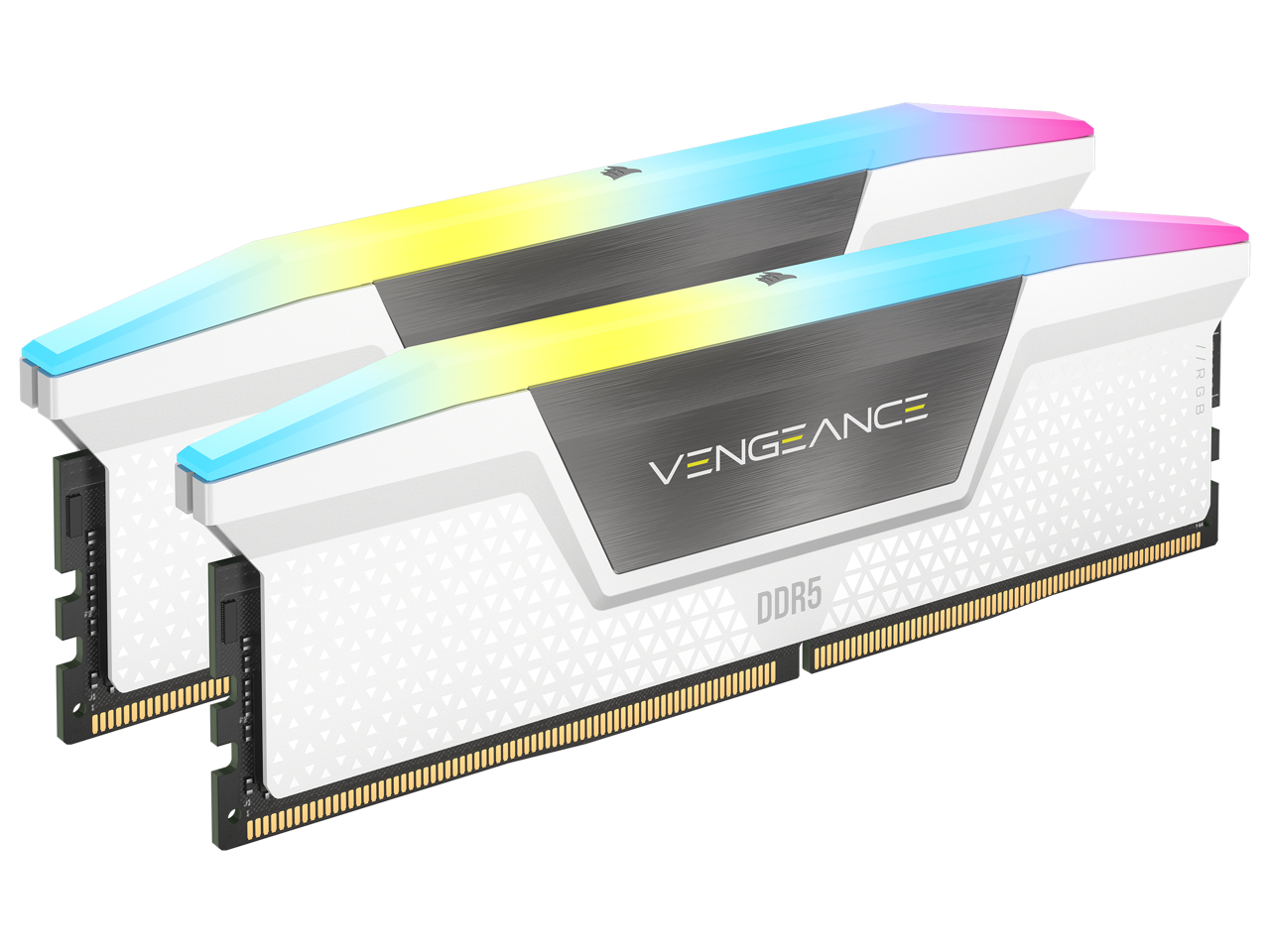 CORSAIR - Vengeance RGB 32GB (2 x 16GB) 288-Pin PC RAM DDR5 6000 (PC5 48000) Desktop Memory Model CMH32GX5M2B6000C30W - White