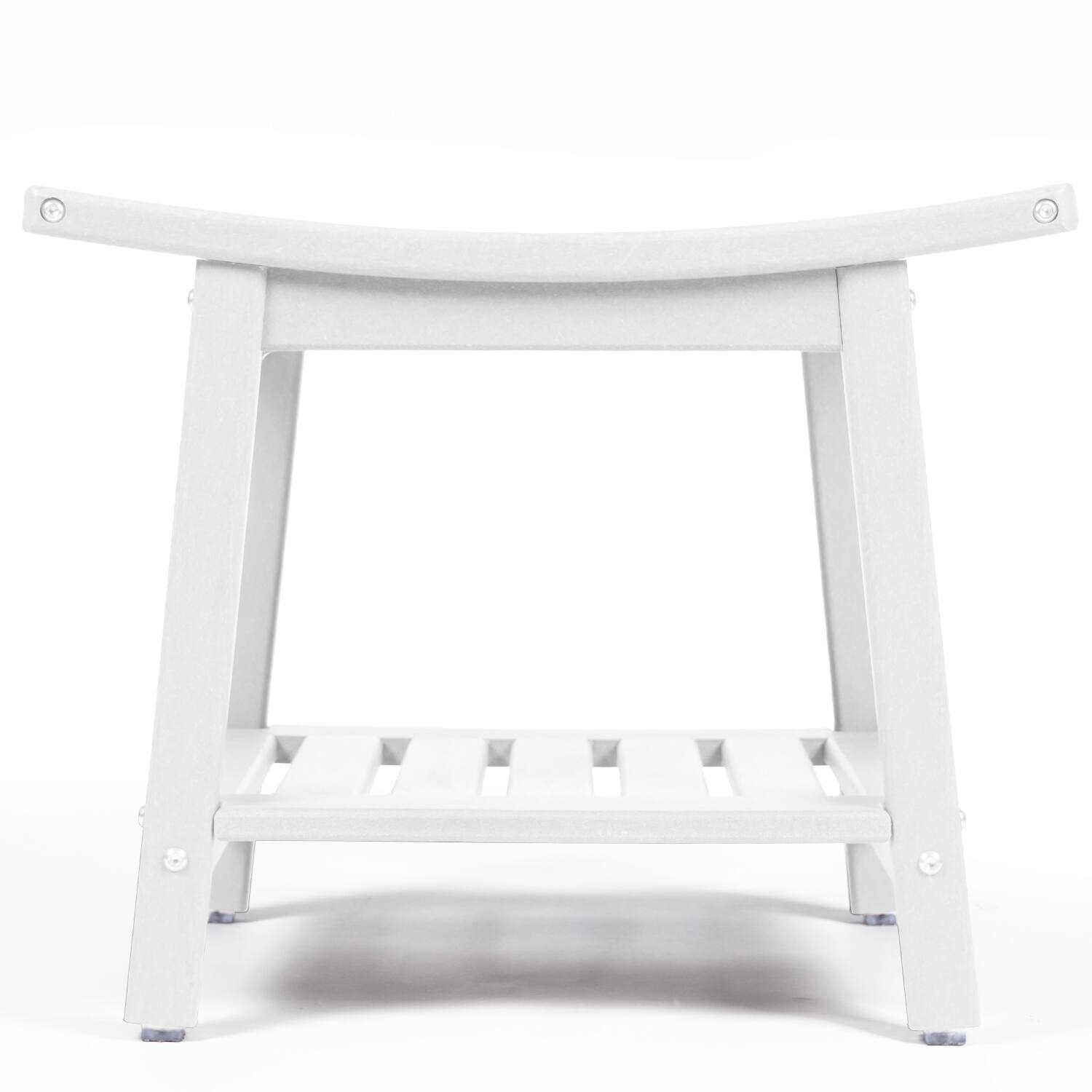 Angle. FODINGHILL - HDPE Shower Bench with Storage & Handles, Indoor Outdoor Use - White.