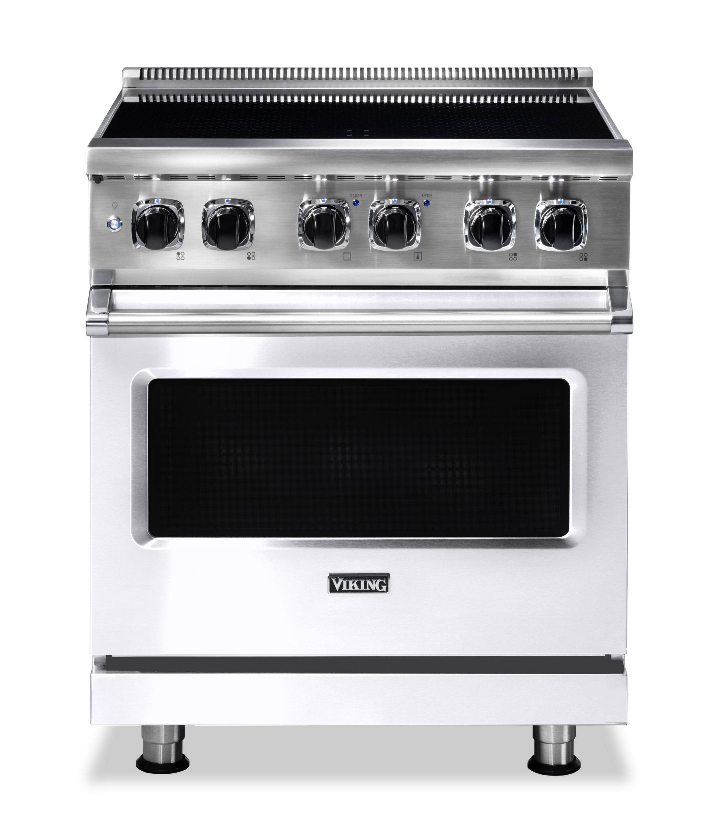 Front. Viking - 5 Series 4.7 Cu. Ft. Freestanding Electric Induction Range - White.
