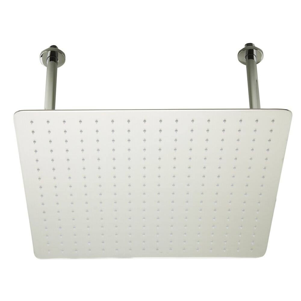 Left. Alfi - 20" Square Brushed Solid Stainless Steel Ultra Thin Rain Shower Head - Stainless Steel.