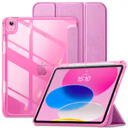 DTTO - Case for iPad A16 11-inch 2025 & 10th Gen 10.9-inch 2022, Matte Slim Hard Back, Soft TPU Frame, Pencil Holder - Rose