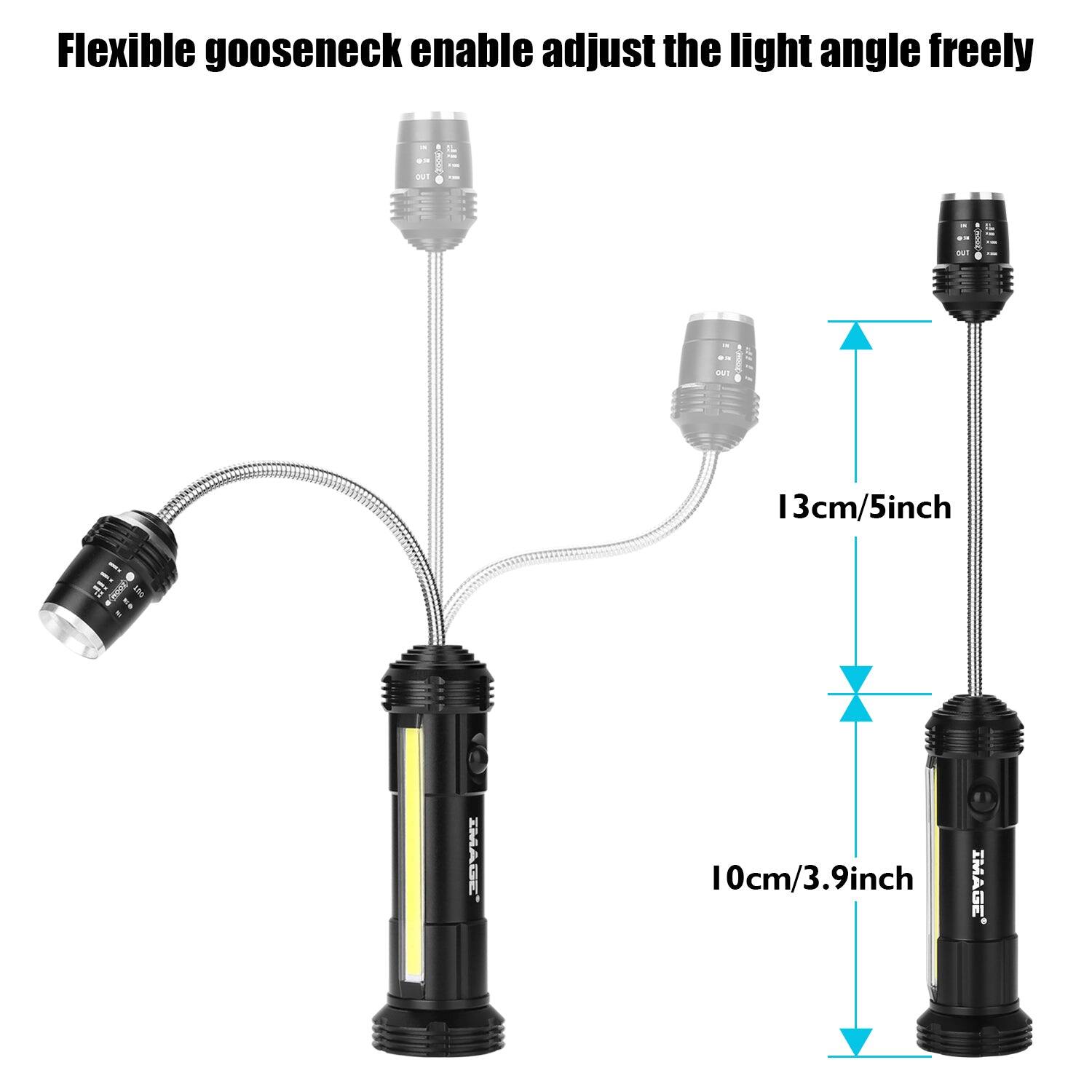 Flexible goose neck enable adjust the light angle freely

13cm/5inch

10cm/3.9inch