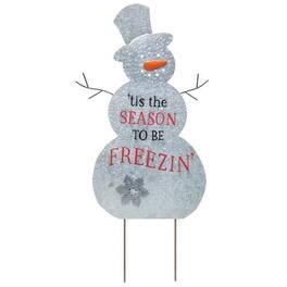 BreeBe - *Metal Snowman Yard Stake - Gray
