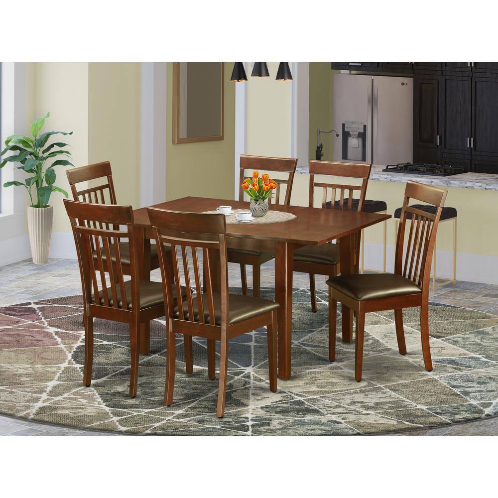 Back. East West Furniture - 7 Pc Kitchen nook Dining set-small Table and 6 Dining Chairs - Mahogany.