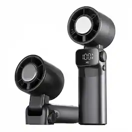 COWIN - Foldable Portable Handheld Turbine Mini Fan 100 Speed Settings Type C Fast Charging LED Display - Black