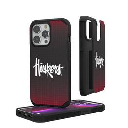 Keyscaper - NCAA - Nebraska Huskers Linen Logo iPhone Rugged Case - 13 Pro - Black