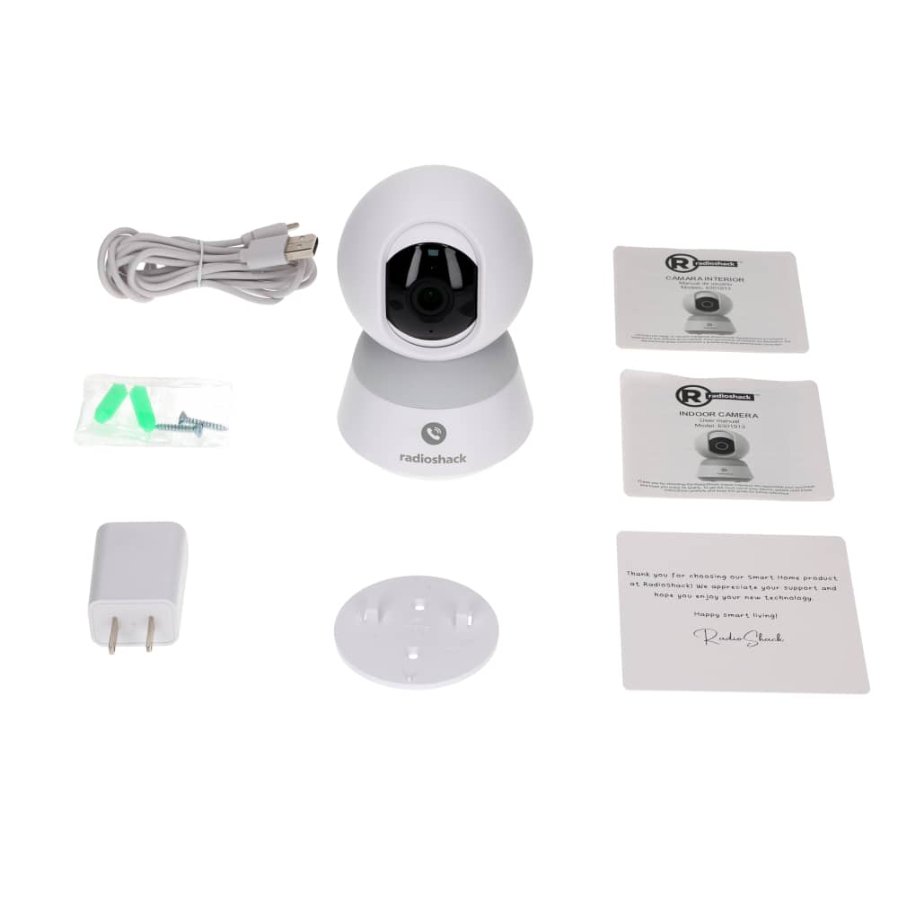 RadioShack - Indoor Camera 3MP HD, 360° View, Night Vision 32 ft, Alexa & Google Compatible, Motion Tracking, Two-Way Audio