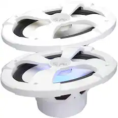 Front. Powerbass - PowerBass XL-69M - 6x9" Marine Coaxial Speakers with RGB LEDs - Pair - Black/Gray.