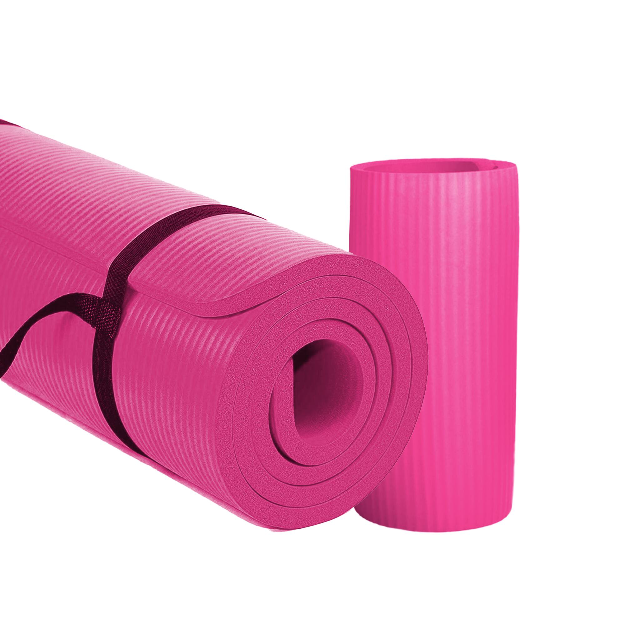 Alt View 7. BalanceFrom Fitness - BalanceFrom Fitness 1" Extra Thick Yoga Mat w/Knee Pad and Carrying Strap, Pink - Pink.