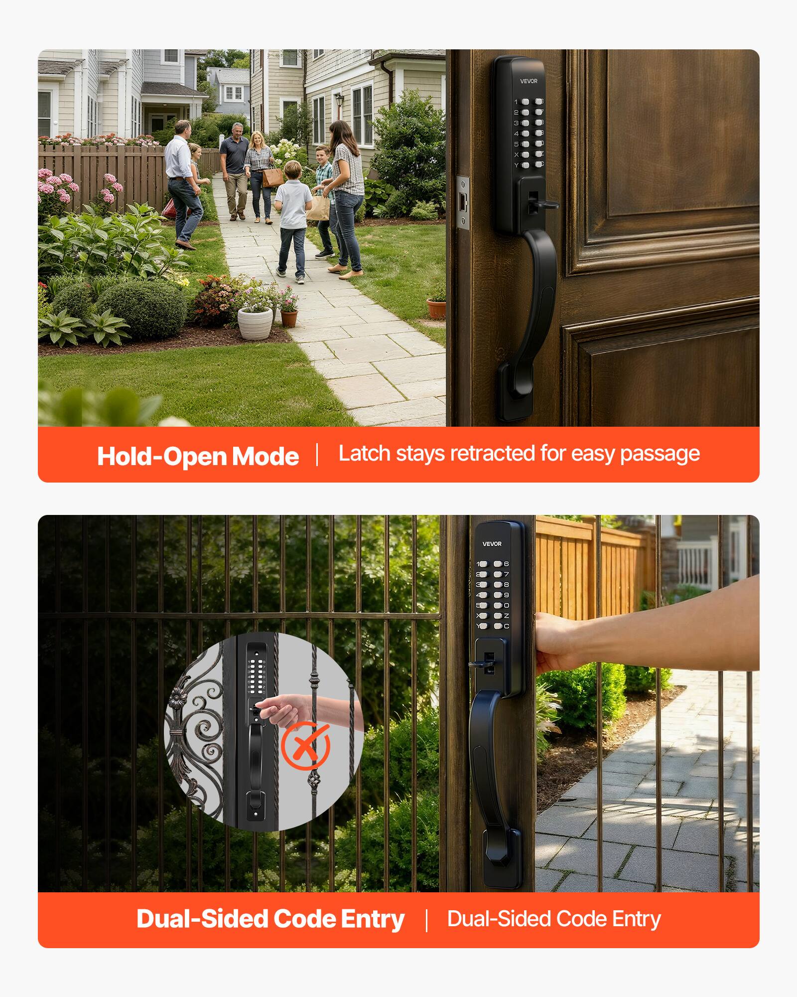 - Hold-Open Mode | Latch stays retracted for easy passage
- Dual-Sided Code Entry | Dual-Sided Code Entry