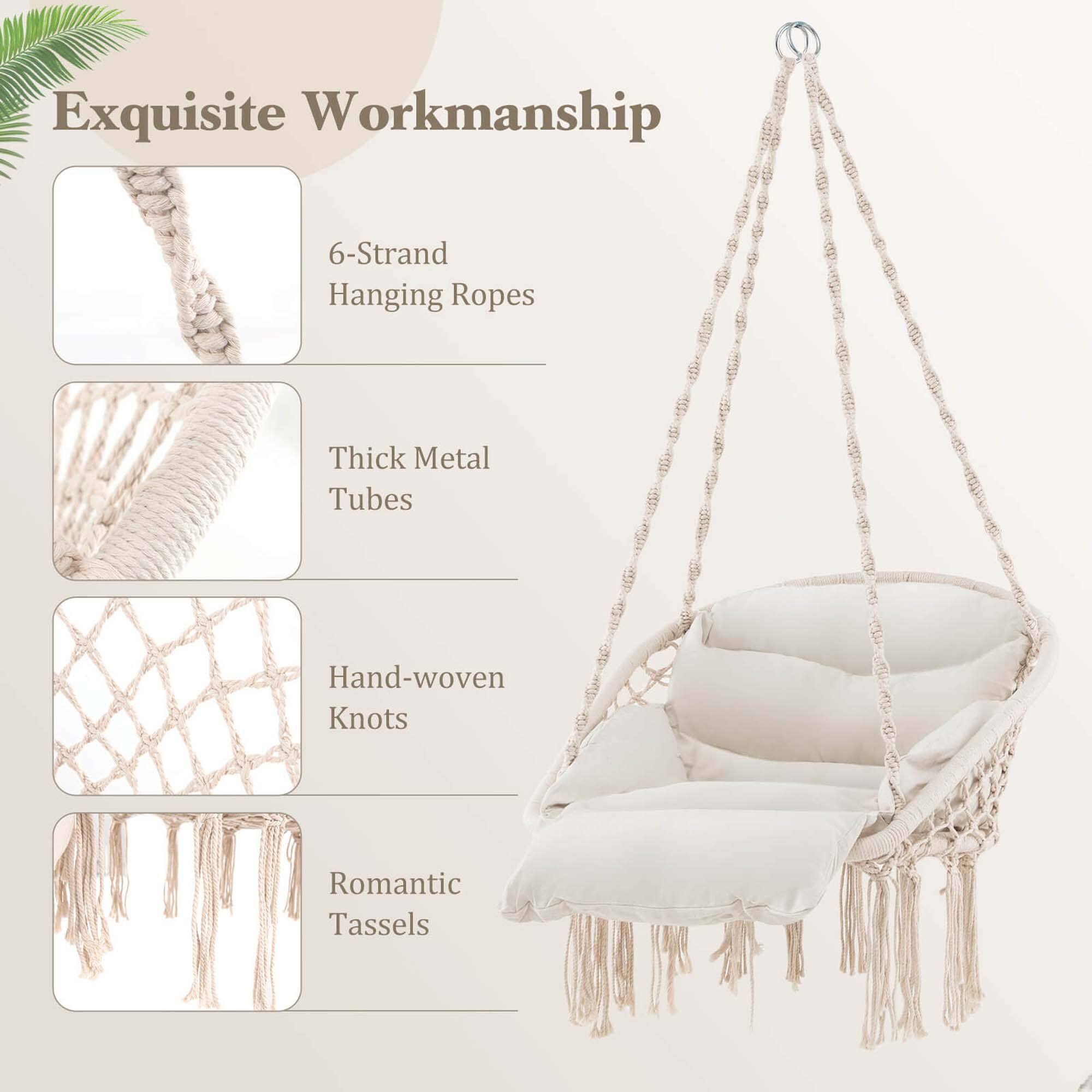 Exquisite Workmanship

- 6-Strand Hanging Ropes
- Thick Metal Tubes
- Hand-woven Knots
- Romantic Tassels