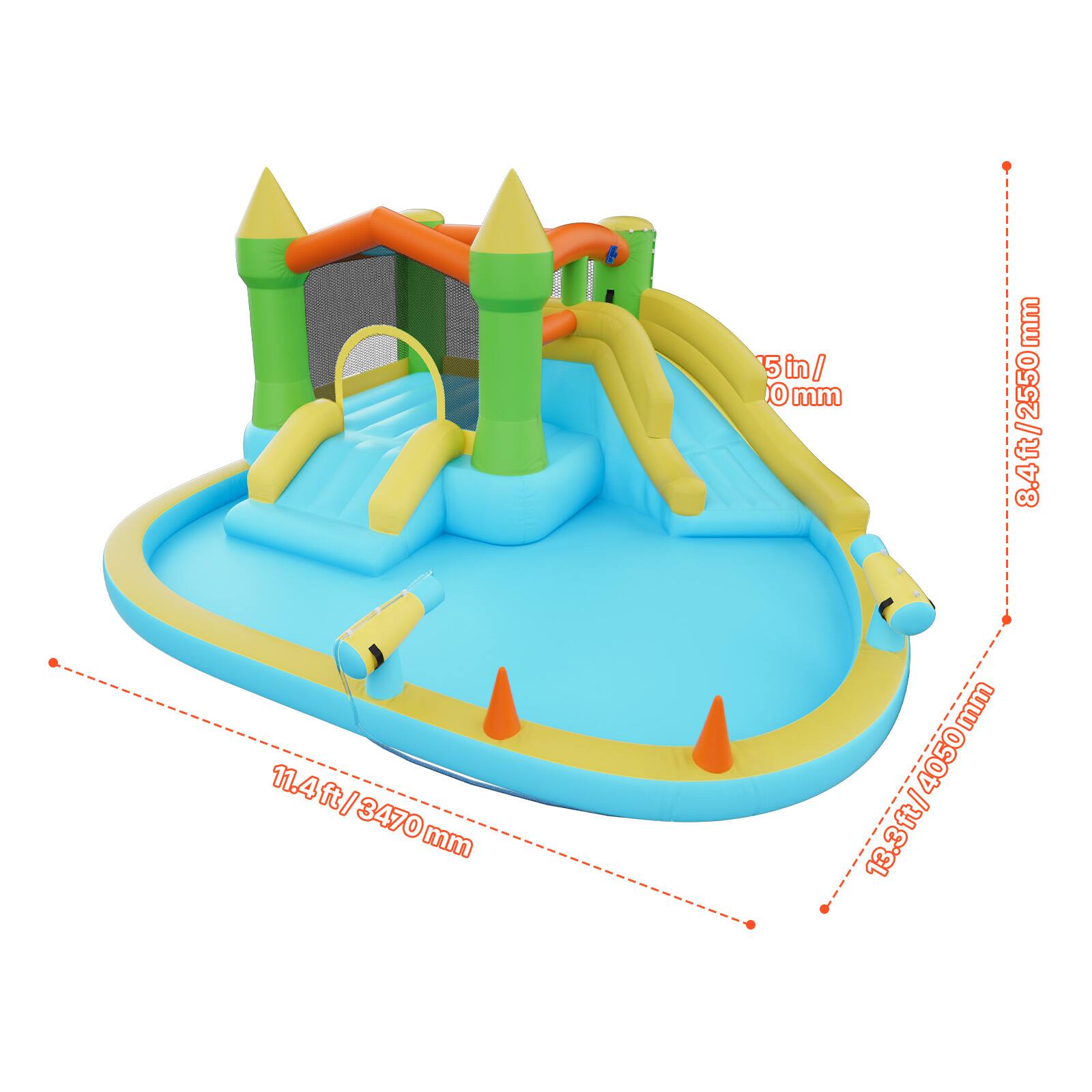 - 5 in / 125 mm
- 8.4 ft / 2550 mm
- 11.4 ft / 3470 mm
- 13.3 ft / 4050 mm