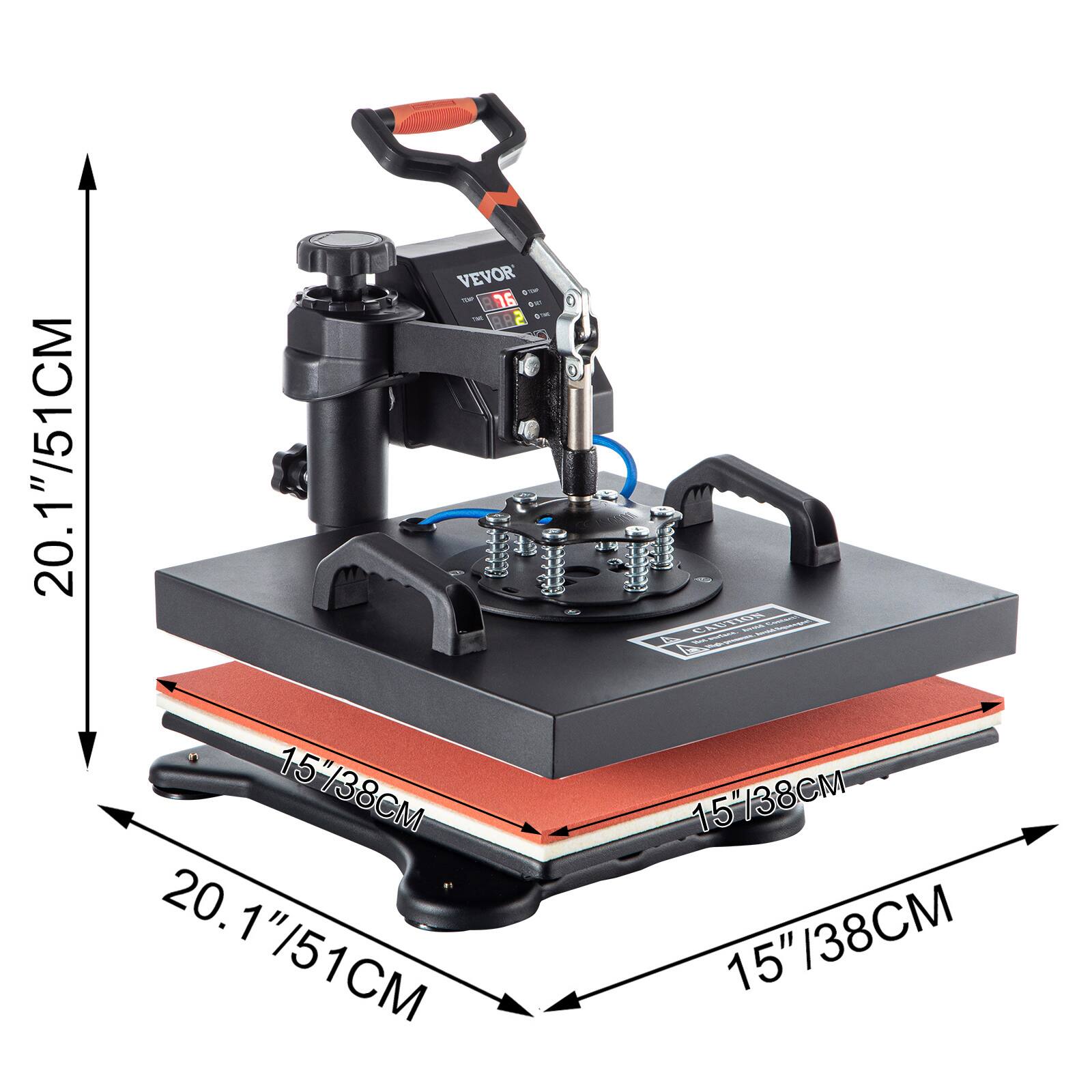 VEVOR COP 76 ON AR 2  
20.1"/51CM 15"/38CM 20.1"/51CM 20.1"  
CAUTION - Conters! Sot pacTace, THAN 15/38 15"/38CM