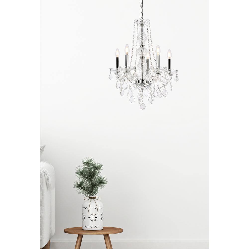 Alt View 2. Elegant Lighting - Verona 5 light Chrome Chandelier Clear Royal Cut Crystal - Chrome.
