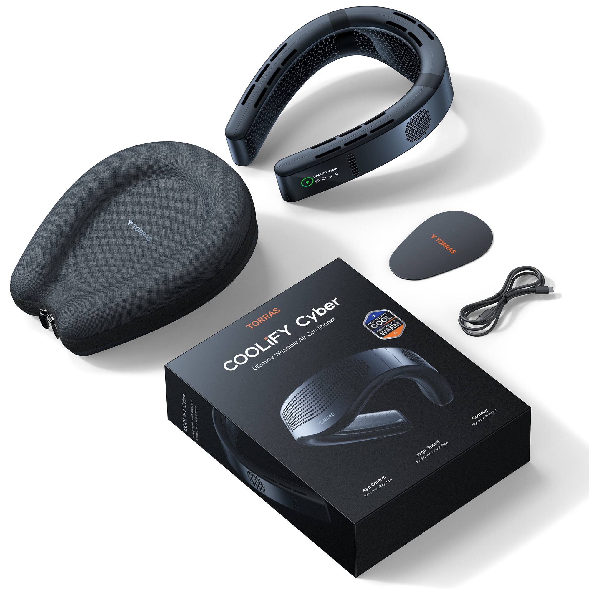 Alt View 17. TORRAS - COOLiFY Cyber Neck Air Conditioner, Cooling, Heating, and Fan Rechargeable with 6000mAh - Cascade Black.