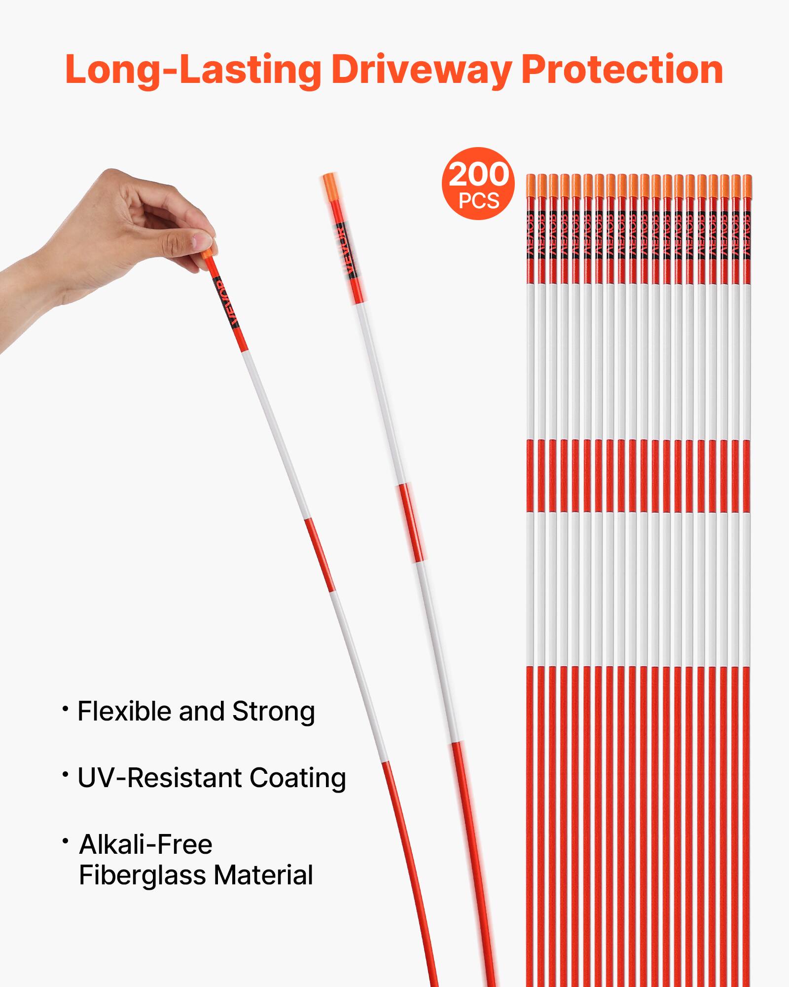 Long-Lasting Driveway Protection  
VEVOD EVOR  
200 PCS  
Flexible and Strong  
UV-Resistant Coating  
Alkali-Free Fiberglass Material