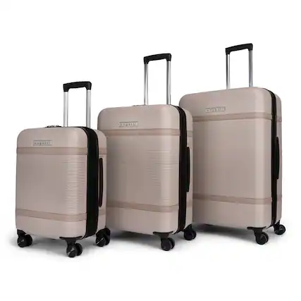 Front. Bugatti - Wellington Expandable Spinner Hardside Suitcase Set - 3 Piece - Cookie.