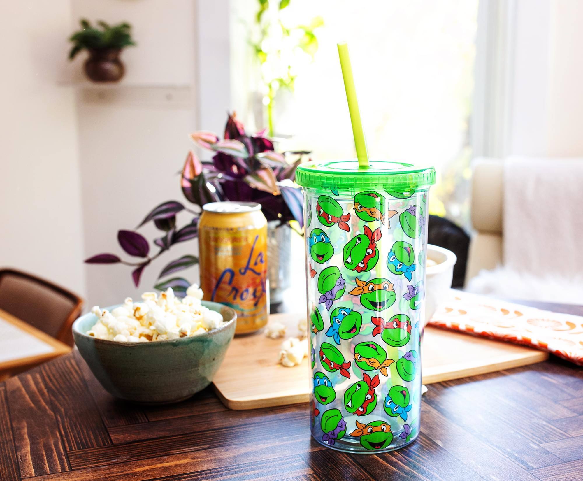 Alt View 10. Teenage Mutant Ninja Turtles - Teenage Mutant Ninja Turtles Allover Faces Carnival Cup With Lid and Straw - Green.