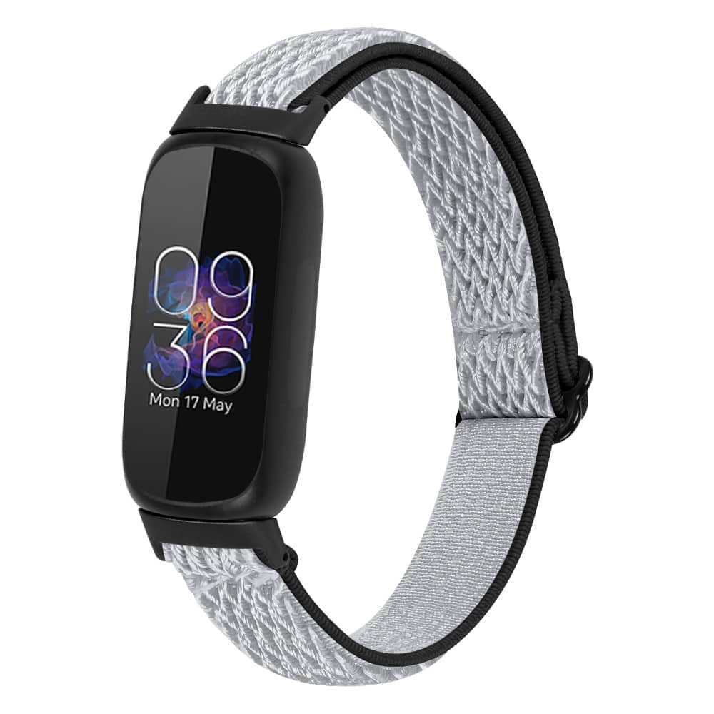 StrapsCo - Comfort Stretch Band Elastic Nylon Watch Strap For Fitbit Inspire 3 - White & Black