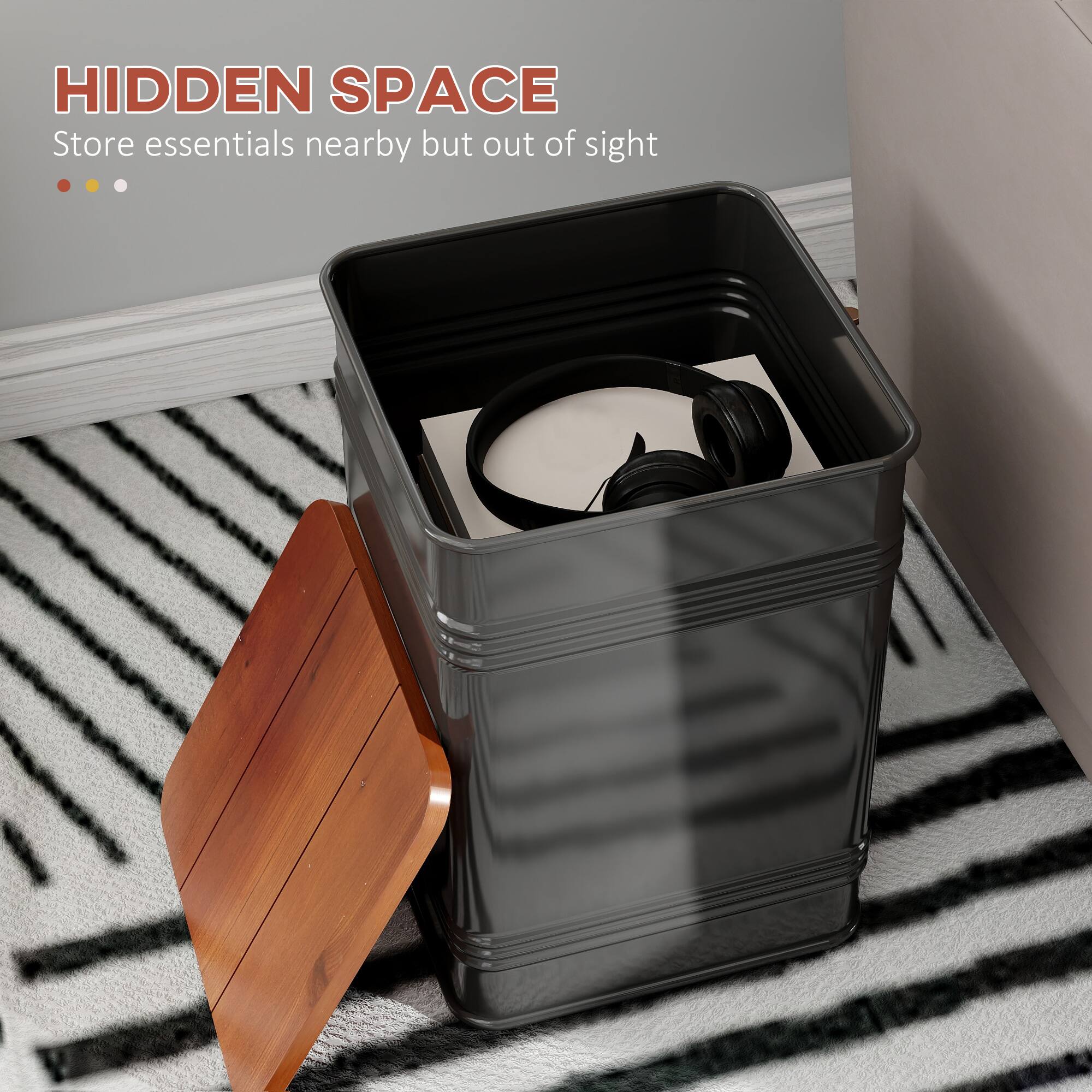 HIDDEN SPACE
Store essentials nearby but out of sight