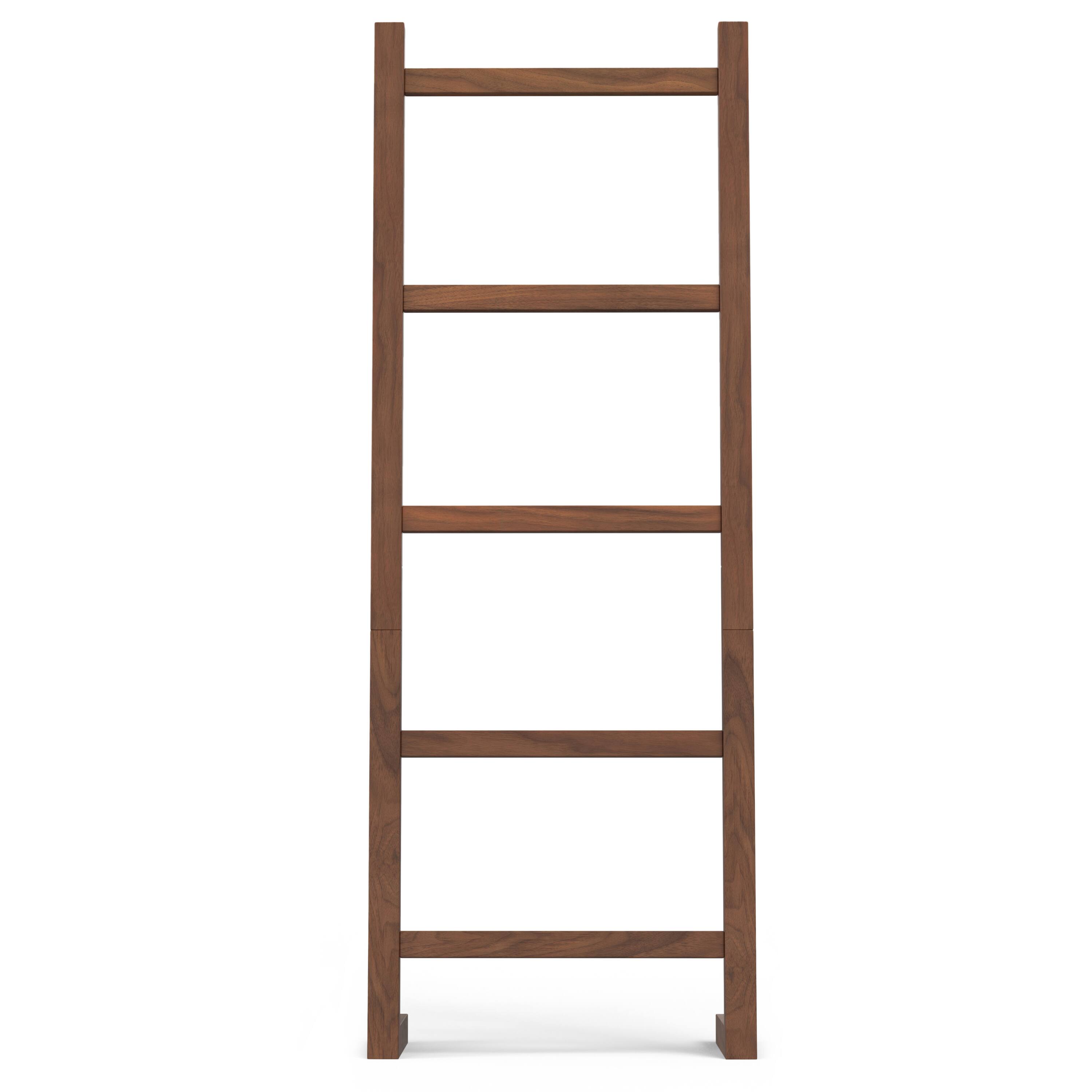 Left. Simpli Home - Bray SOLID ACACIA WOOD 63 inch x 23 inch Contemporary Bath Towel and Blanket Ladder Shelf in Natural Walnut - Natural Walnut.