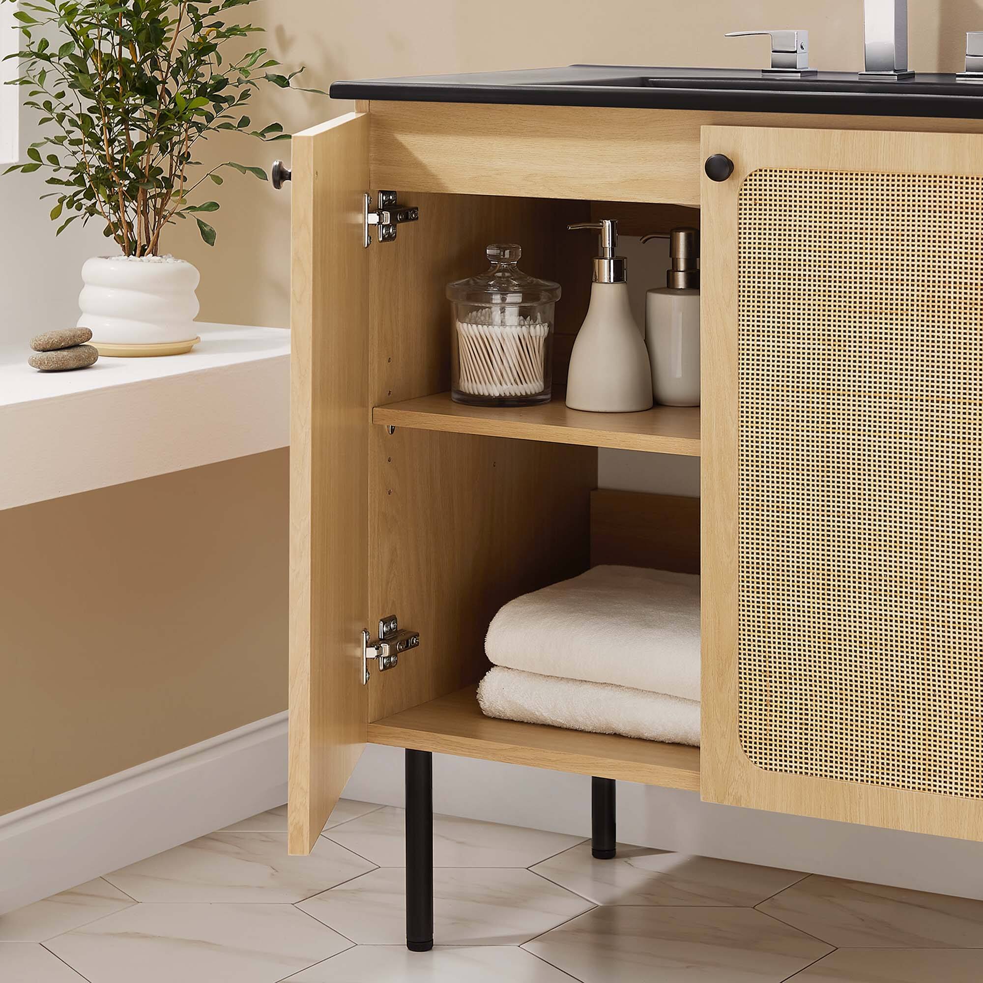Alt View 1. Modway - Chaucer Bathroom Vanity with Black Basin Included by Modway - Oak Black.