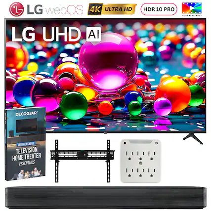 LG webOS 4K ULTRA HD LG UHD AI
HDR 10 PRO
FILMMAKER MODE
DECOCGEAR
BEGINNER'S GUIDE
TELEVISION HOME THEATER ESSENTIALS