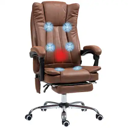 Front. Vinsetto - 6 Point Vibration Massage Office Chair, High Back Computer Chair with Heat, Adjustable Height - Brown.