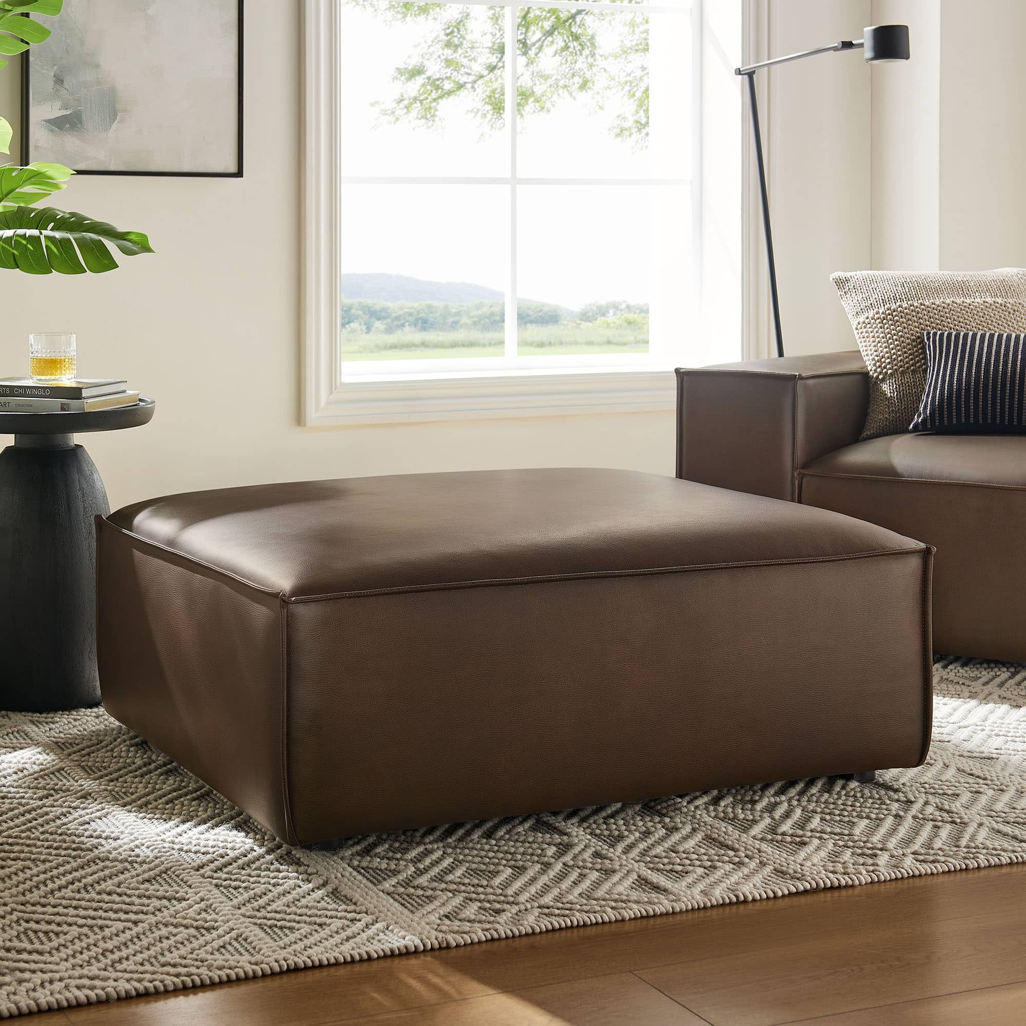 Photos - Pouffe / Bench Modway Restore Vegan Leather Modular Ottoman by  - Espresso EEI-7402-ESP 